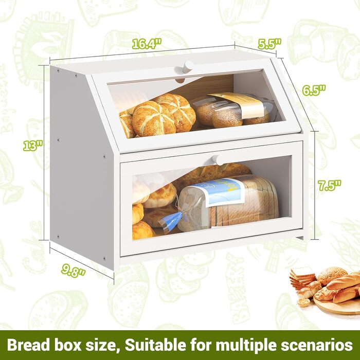 Бротокнига для кухні BMOSU: двошарова, бамбукова, велика місткість, білий колір