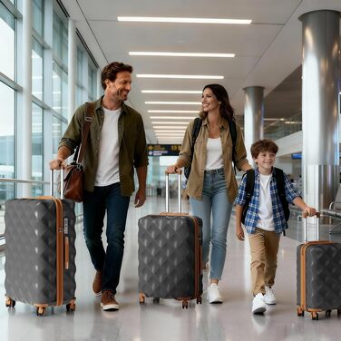 Набір валіз для подорожей British Traveller, 2 предмети, жорсткий корпус, замок TSA (Сірий, 34Л + 57Л)