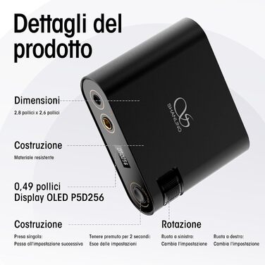 Shanling H0 - Портативний ЦАП/підсилювач, для ПК, ноутбуків, геймінгу, без акумулятора, 32-біт/768kHz DSD256, 3.5mm/4.4mm виходи