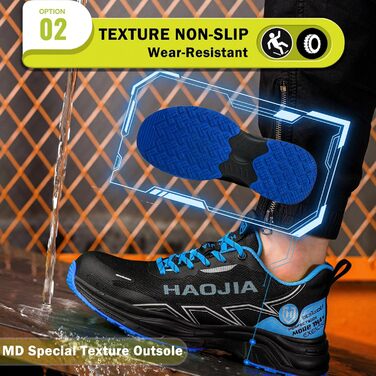 Черевики робочі чоловічі/жіночі, легкі, з металевим підноском, дихаючі, протиударні, протиковзкі, для будівель, майстерень, складу, саду (43 EU, Синій)