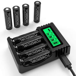 Акумулятори POWEROWL AA Ni-MH 2800mAh (8 шт) + Зарядний пристрій USB на 4 слоти