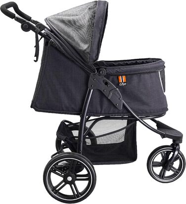 COOPER Складаний собачий візок до 32 кг | Регульована висота ручки, кошик для покупок | М'які ручки, світловідбиваючий дизайн | Ідеальний для транспортування тварин – Чорний