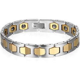 Чоловічий магнітний браслет JewelryWe, вольфрам-карбід, 12 мм, шестигранний, полірований, браслет-ланцюг, срібло/золото