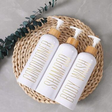 Набір флаконів для шампуню та гелю для душу, 500 мл, 3 шт. (біло-сірий)