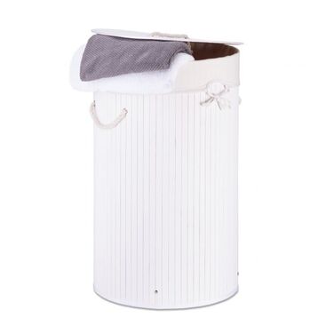 Relaxdays Bamboo Laundry Basket, Round