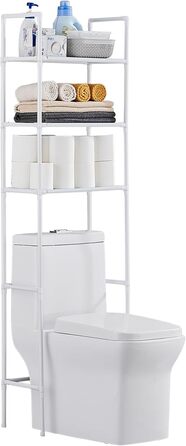 LIUBEI 3-Tier Toilet Shelf, Bathroom Shelf Space-Saving, White Bathroom Organizer Shower Shelf Easy Installation