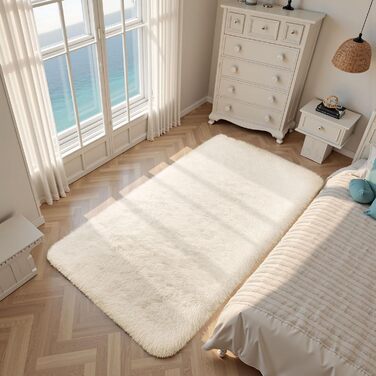 Килим Treeboy Hochflor сірий для вітальні, спальні, дитячої кімнати, 80x160 см, миючий, антиковзаючий, пухнастий, сучасний