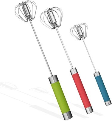Ручний вінчик з нержавіючої сталі з 3 вінчиками для збивання молока та інших продуктів