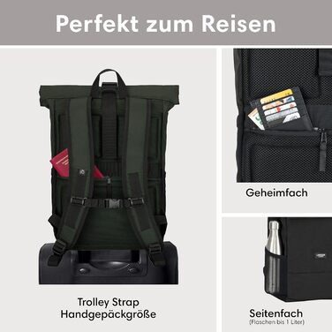 Рюкзак rolltop для жінок і чоловіків No 4 з відділенням для ноутбука, водостійкий, для університету, роботи, велосипеда, великий туристичний рюкзак