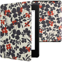 Чохол-книжка kwmobile для Amazon Kindle Paperwhite 11 (2021) - квітковий дизайн, магнітний замок, синьо-червоно-білий, захисний для електронного читача Kindle Paperwhite 11. Generation 2021