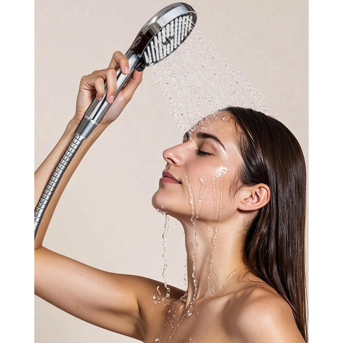 Фільтр для душу Cobbe, душова лійка з шлангом, високий тиск, 6 режимів, економія води, фільтр від накипу, для жорсткої води, хлору, чорний