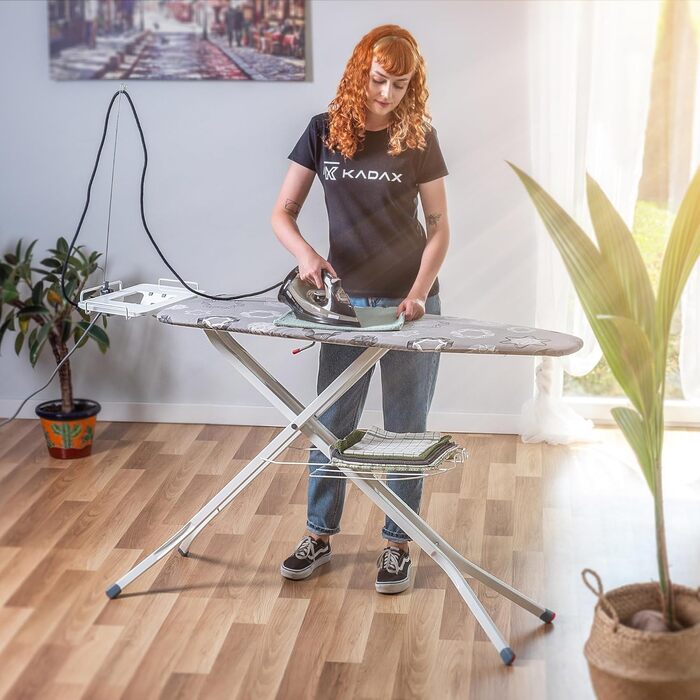 КADAX Складане прасувальне щитове поле, 120x38 см з розеткою, регульоване по висоті, сірий колір