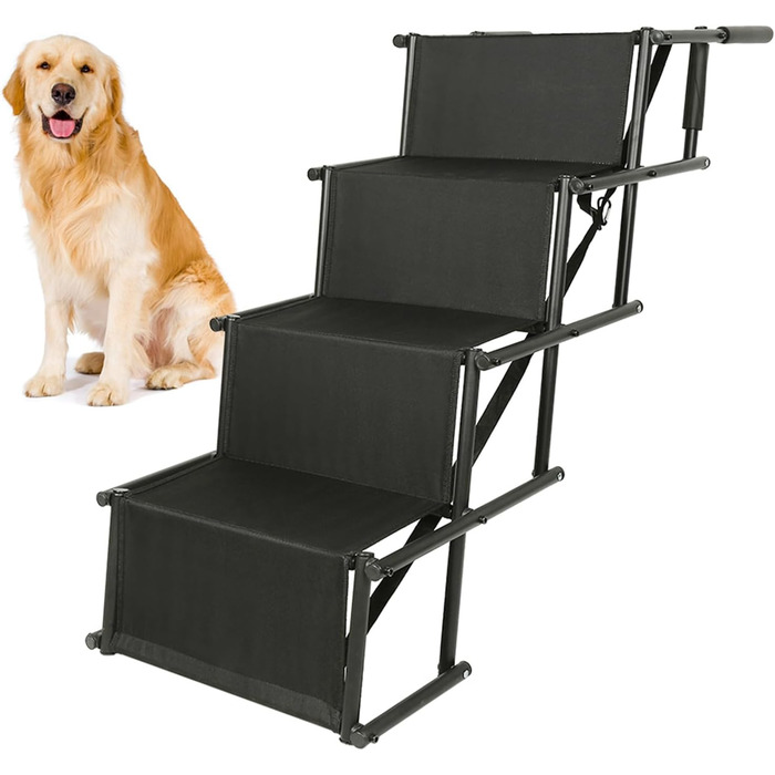 Рампа для собак Homewell - складана, до 70 кг, регульована - для маленьких, середніх, великих та хворих собак. Чорний колір