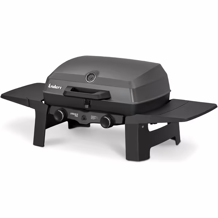 Enders Urban II Pro Gas Grill, Tabletop Grill, Grilling, Cooking, and Baking Function, 2 Stainless Steel Burners, with Grill Thermometer, Balcony & Camping Grill, Aluminum Die-Cast Housing, Cast Iron Grate, #2062