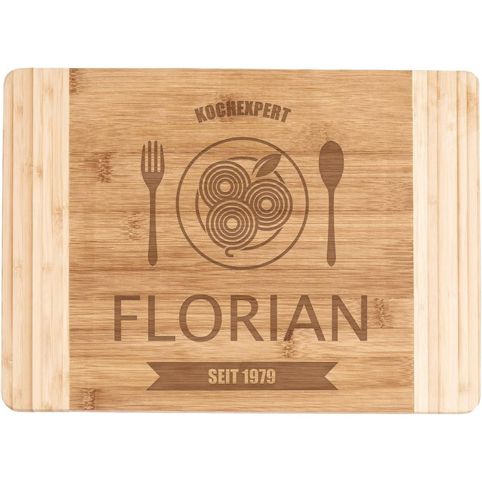 Maverton Bamboo Cutting Board with Engraving - Serving Board - Bread Board Solid - Size: 35x25 cm - Cutting Board for Men - Christmas Gifts - for Birthdays - for Christmas - Cooking Expert