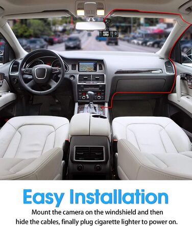 Dashcam Abask J05: Автомобільна камера 1080P з SD 32GB, 310° кут огляду, Park Watch, HDR, Інфрачервоне нічне бачення, G-сенсор, Loop Recording