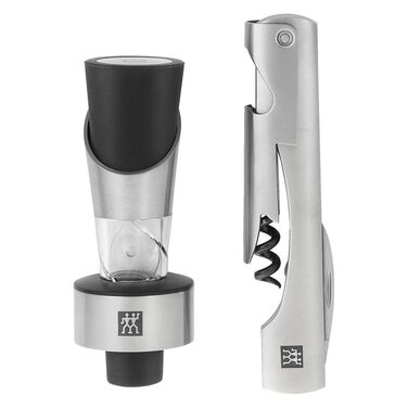 Набір сомельє ZWILLING 2 предмети: вилив для вина та штопор, нержавіюча сталь, срібний колір