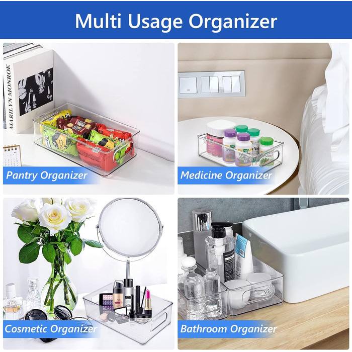 Stackable Refrigerator Organizer, Storage Box Kitchen Organizer, Pantry Food Container Transparent Containers for Refrigerator, Kitchen, Cabinets
