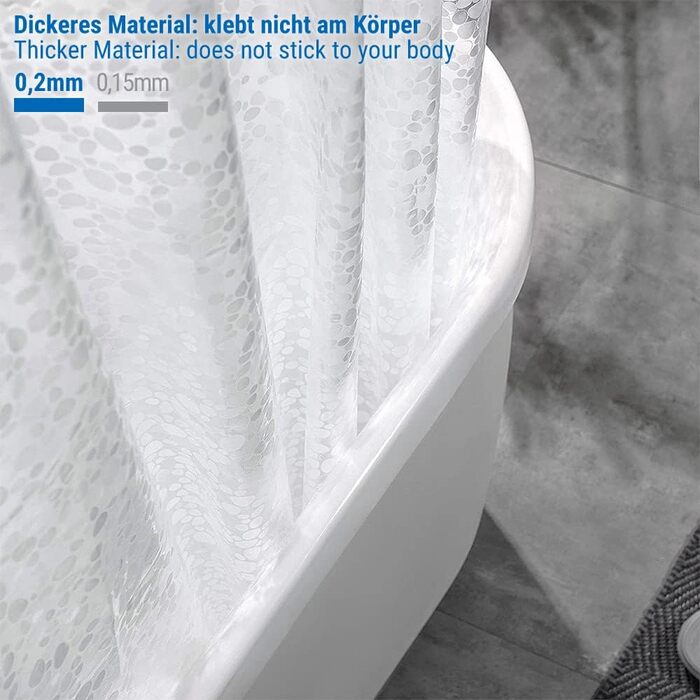 Шторка для душу Ecooe 3D ромби, прозора, 100% EVA матеріал, вологостійка, антигрибкова, 240 x 200 см, з 16 кільцями, для ванної кімнати, товщина 0,15 мм (240 x 200 см)