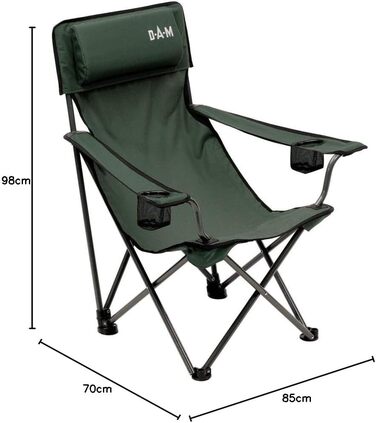 Складний стілець DAM з підстаканником, для кемпінгу, темно-зелений, 70x85x98 см, 8470007