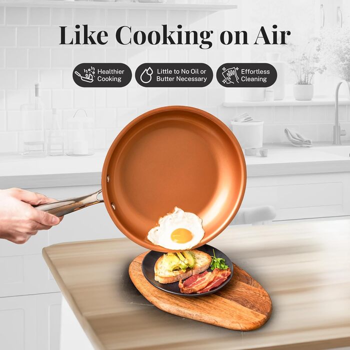 Набір посуду GOTHAM STEEL 12 предметів: каструлі та сковороди з антипригарним покриттям, кераміка, блакитний, без PFOA, від Шефа Даніеля Гріна