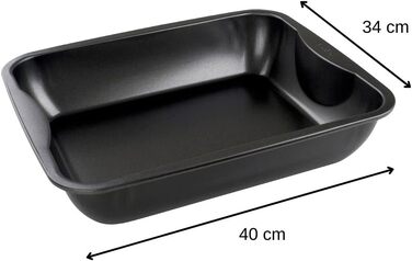 Zenker XXL Форма для запікання та випічки 40x8x34 см, прямокутна антипригарна форма для духовки, чорна, для м’яса та запіканок