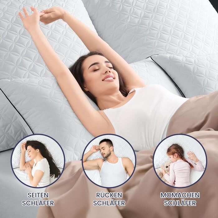 BedStory Pillowcases, 80x80cm, 2-Pack, Breathable Neck Pillows made of 2x1500g Microfiber, Washable Bed Pillows, Ideal for Deep and Relaxing Sleep, Öko-Tex Certified 2.0 White Black 80x80