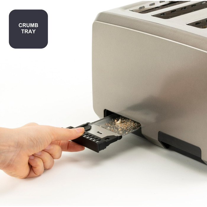 Тостер BLACK+DECKER BXTO1960E з цифровим керуванням, 1960 Вт, 4 слоти, 6 рівнів підсмажування, функції: стоп, підігрів, розморожування, автоматичне центрування, підігрівач для бутербродів