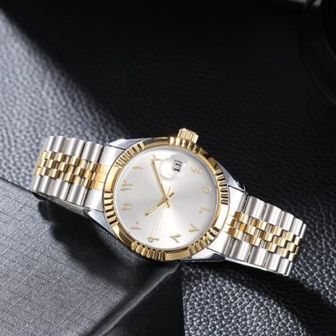 Елегантні механічні годинники з арабськими цифрами, автоматичним заводом, датою, 38 мм, чоловічі (срібні)