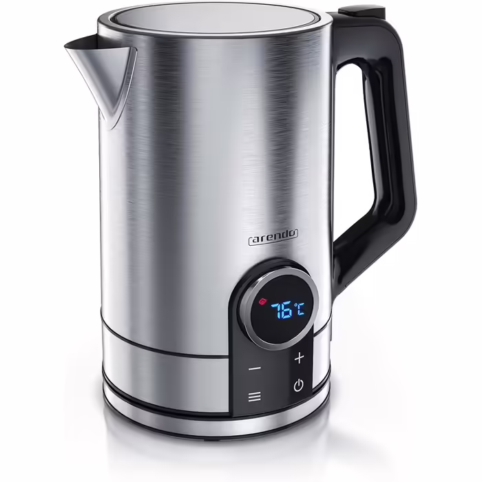 Arendo - Stainless Steel Kettle with Temperature Setting 40-100 Degrees - LED Display - Model DIVINE - 1.7 Liter - 2200 W - Tea Kettle with Temperature Indicator - GS