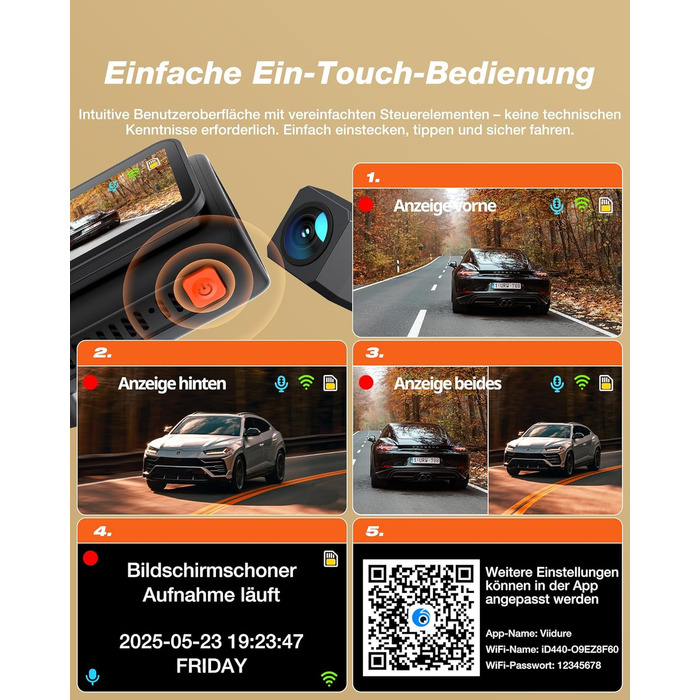 iZEEKER 4K Автомобільний відеореєстратор (Dashcam) з Wi-Fi, 32GB SD-карткою, двоканальний запис 4K+1080P, IPS-дисплей 2.99', Нічне бачення, G-сенсор, Запис по колу, Паркувальний режим 24/7