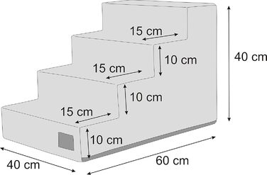 Сходинка для собак та котів Tiertreppen - пандус з 4 сходинок, сірий, висота 40 см