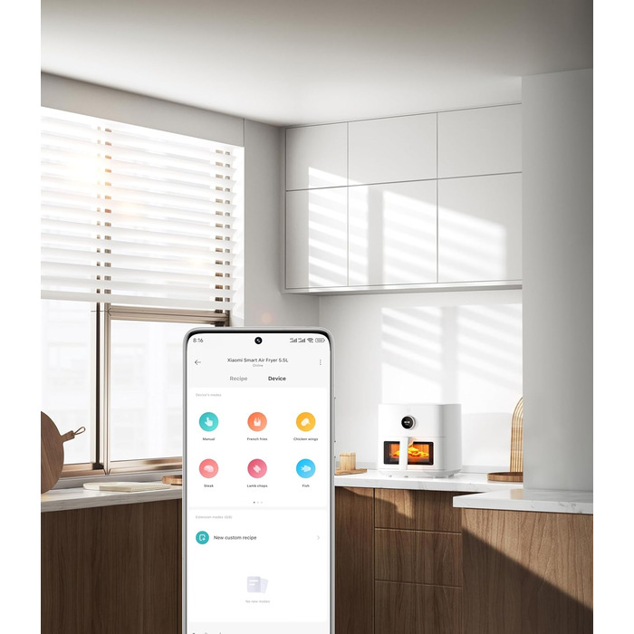 Фритюрниця Xiaomi Smart Air Fryer 5.5 л, біла, розумна електрична мультифункціональна