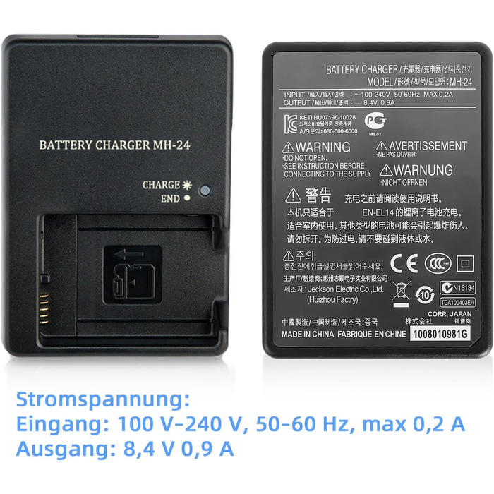 Зарядний пристрій MH-24 для акумуляторів EN-EL14/EN-EL14A (Nikon D3100, D3200, D3300, D3400, D3500, D5100, D5200, D5300, D5500, D5600, P7000, P7100, P7700, P7800, SLR-камери)