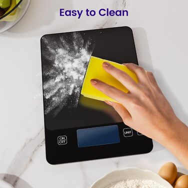 Електронна кухонна вага, 15 кг, висока точність 1 г/0.1 унції, професійна, з батарейками, чорний колір
