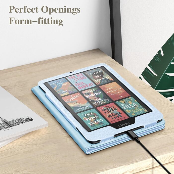 Чохол Fintie для Kindle Paperwhite 12-го покоління (2024/2025) з підставкою, петлею та авто-сном, чорний (небесно-блакитний)