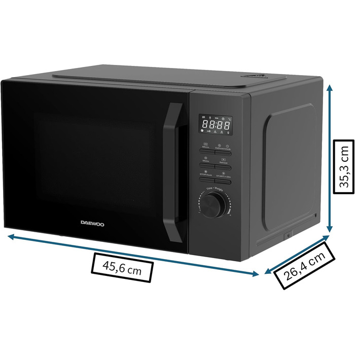 Мікрохвильова піч Daewoo MD-FC206SB 20L, 700W, чорний колір Solo