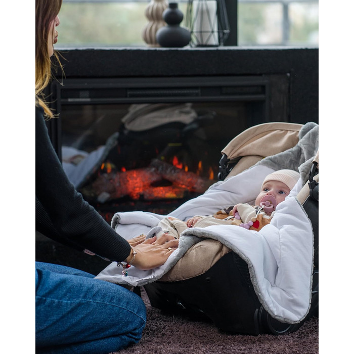 Дитяча ковдра-конверт Bo DANKA для автокрісла, коляски та Maxi Cosi, 80x80 см, з капюшоном і липучкою, універсальна, сіра, для новонароджених, зима-літо