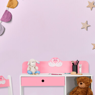Relaxdays Children's Desk and Chair Swan