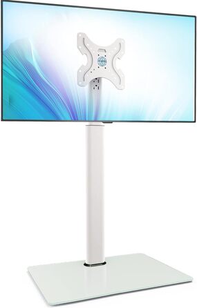 FITUEYES Adjustable TV Stand - Swivel & Tilt Floor Stand for 19-42 inch Flat & Curved TVs up to 35kg, VESA 200x200 - White