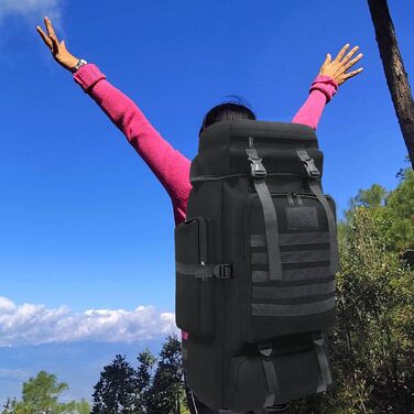 Wesoke 80L тактичний туристичний рюкзак MOLLE, водонепроникний, військовий, для походів і подорожей, велика місткість, чорний