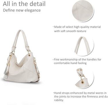 Сумка жіноча NICOLE & DORIS бежевого кольору, шкіряна сумка-шопер великої місткості з китицею