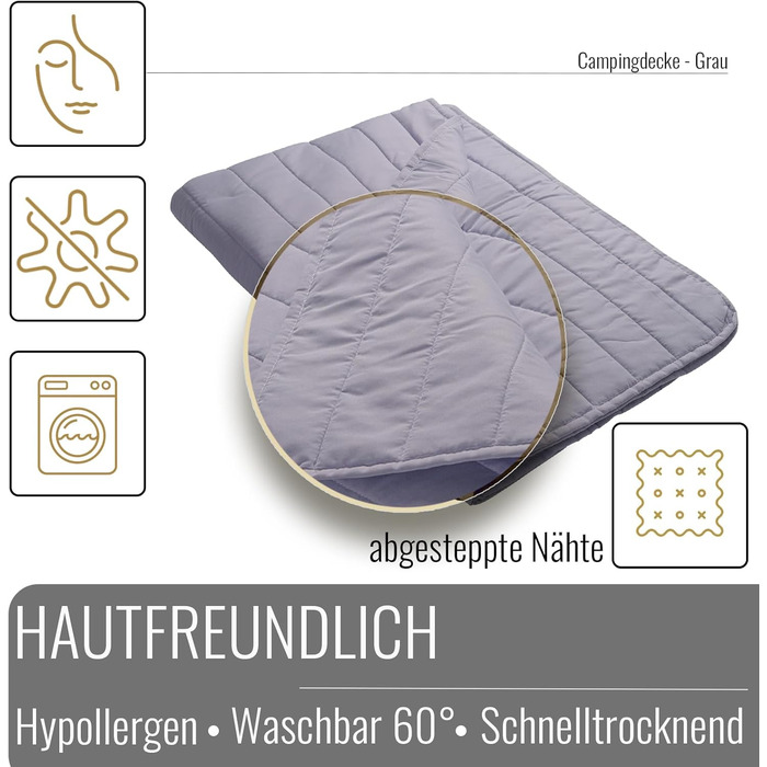 Black Forest Fox Camper Orthopedic Visco Neck Support Pillow Set with 1 Aloe Vera Cover & 1 Cotton Pillowcase, grey | Oeko-TEX (Campovolo-Grey, Visco Pillow Cover 2 Pieces 30 x 50)