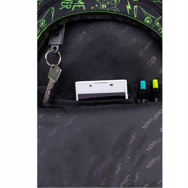 Багатовідсіковий шкільний рюкзак CoolPack, чорний з зеленим, 21 л