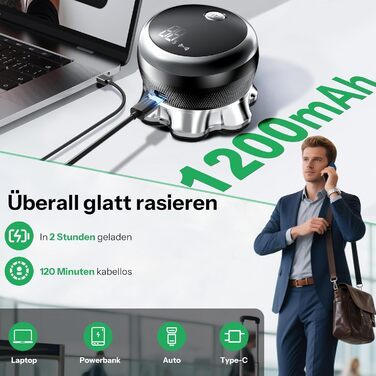 Електричний гостроювач для голикової голови Yeerain 7D, чорний, з LED-дисплеєм та 2 швидкостями