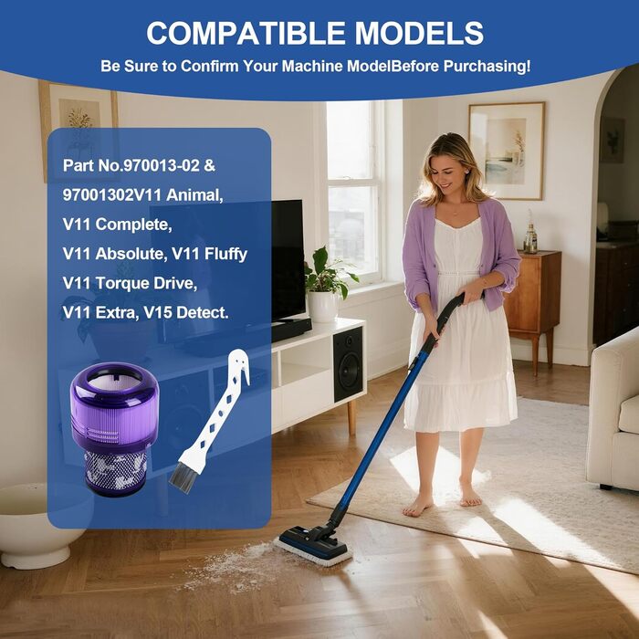 Фільтри для пилососа Dyson V11, V15 (3 шт.) + Щітка для чищення. Оригінал #970013-02