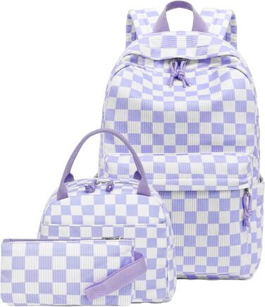 Шкільний рюкзак LEDAOU для хлопчиків та дівчаток-підлітків, білий з ромашками, чорний, фіолетовий та білий, для повсякденного використання