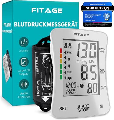 Цифровий тонометр на плече Oberarm Digital з вимірюванням пульсу та функцією пам'яті, контролем положення манжети для обхвату плеча 22-42 см, визначення аритмії