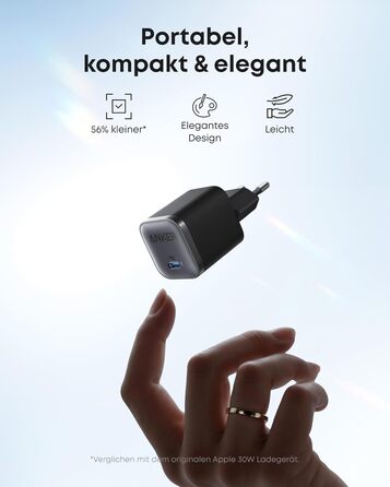 Anker Nano 45W USB-C Зарядний пристрій: Компактний мережевий адаптер для швидкої зарядки iPhone 17/Pro/Max, MacBook, Pixel, iPad, Samsung Galaxy (з кабелем 1.8м, чорний)