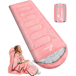 3-4 Season Sleeping Bag - Waterproof & Lightweight Sleeping Bag for Camping, Travel & Outdoor Activities - Adult Size (Pink)
